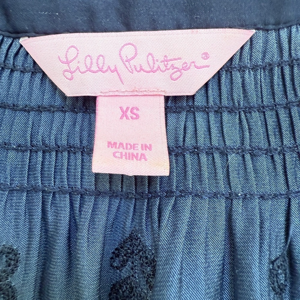 Lilly Pulitzer Navy Blue Embroidered Hollis Tunic - Picture 4 of 7
